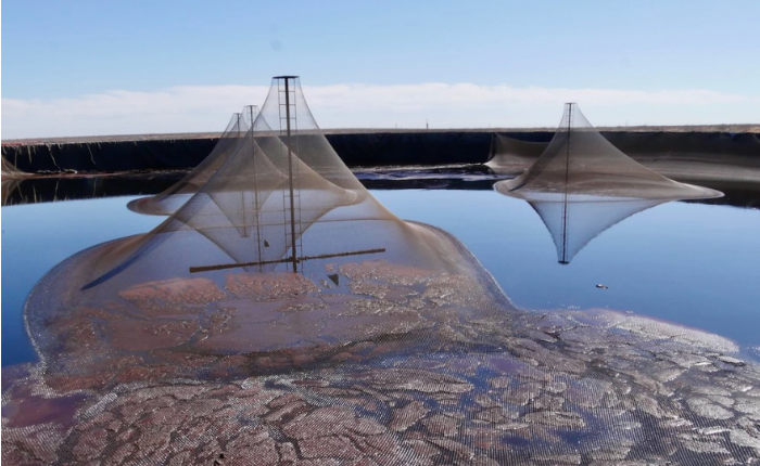 An above-ground produced water tank in the Permian Basin.